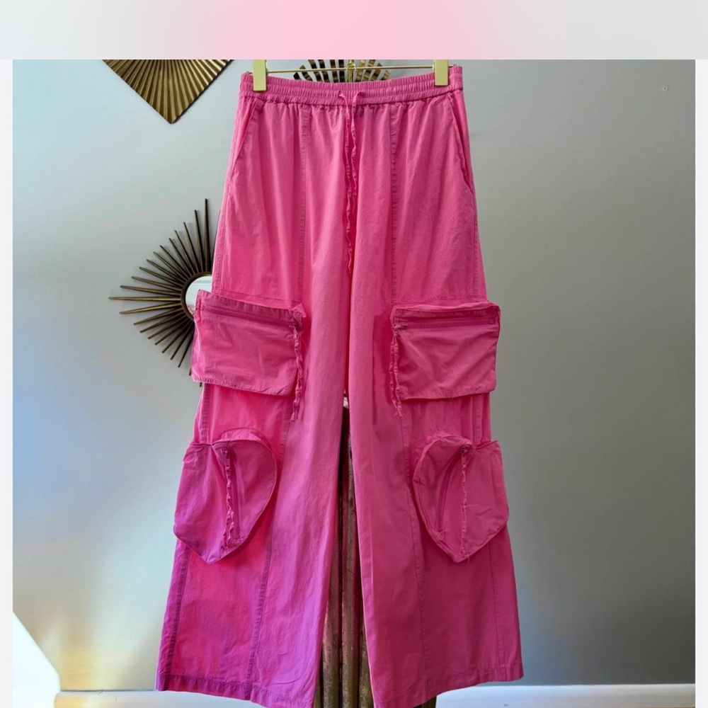 Zara Vibrant Pink Wide Leg Cargo Pants